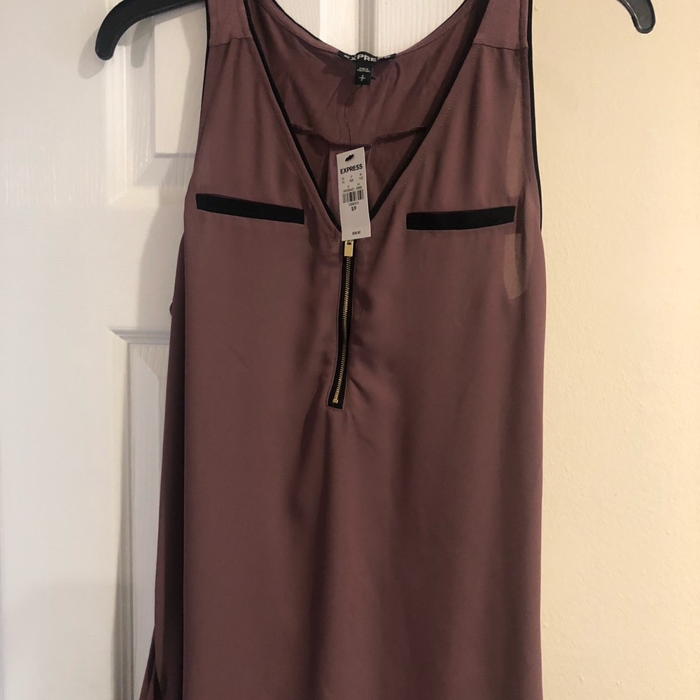 Express Purple and Black tank blouse  w zipper
